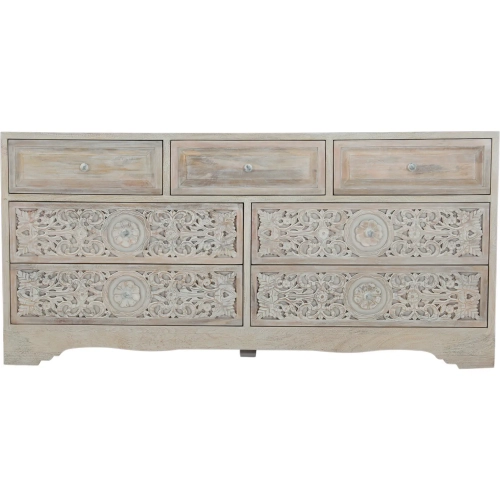 Haveli 71" Dresser in Carved Heirloom White Mango Wood