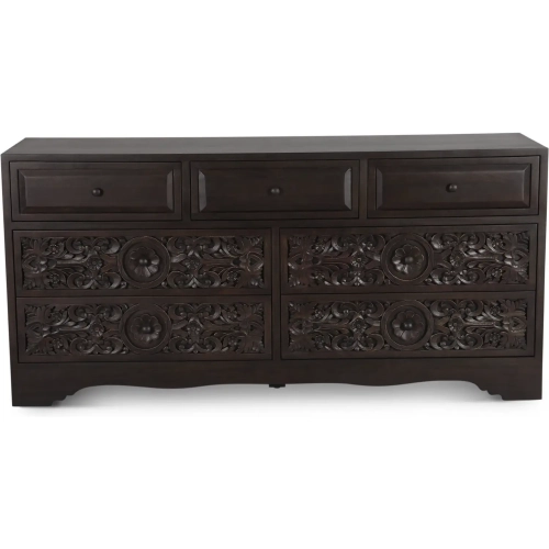 Haveli 71" Dresser in Carved Vintage Brown Mango Wood