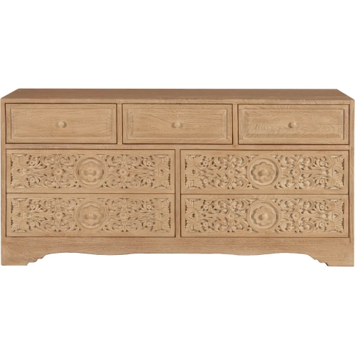 Haveli 71" Dresser in Carved White Wash Mango Wood