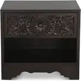 Haveli 26" Nightstand in Carved Vintage Brown Mango Wood
