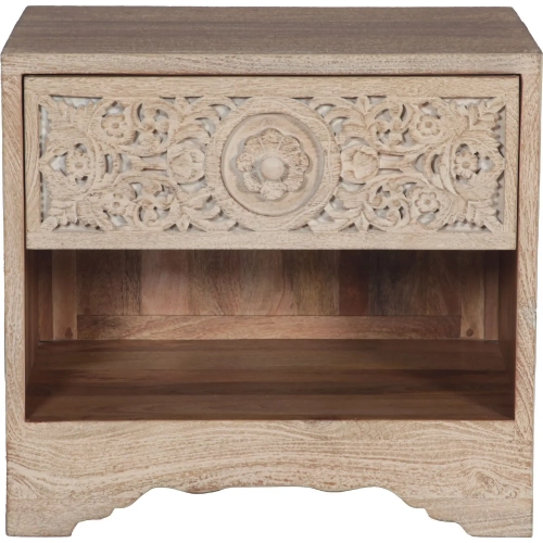 Haveli 26" Nightstand in Carved White Wash Mango Wood