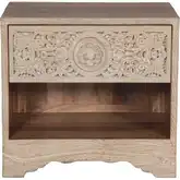 Haveli 26" Nightstand in Carved White Wash Mango Wood
