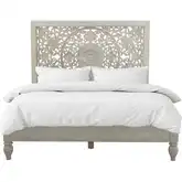 Haveli King Bed in Hand Carved Heirloom White Mango Wood