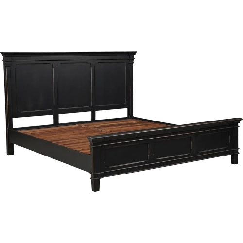 Trento King Bed in Distressed Black Mango Wood
