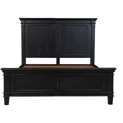 Trento Queen Bed in Distressed Black Mango Wood