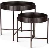 Halden Nesting Tray Tables in Matte Black Mango Wood & Black Iron