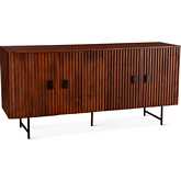 Halden 67" Sideboard Pecan Brown Mango Wood & Black Iron