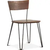 Grandby Dining Chair in Live Edge Walnut Finish Acacia Wood & Metal (Set of 2)