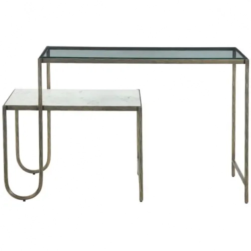 Sonoma 50" Nesting Console Table in Glass, Marble & Antique Iron