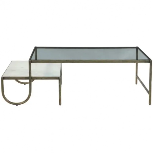 Sonoma 52" Nesting Coffee Table in Glass, Marble & Antique Iron