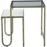 Sonoma 22" Nesting Side Table in Glass, Marble & Antique Iron