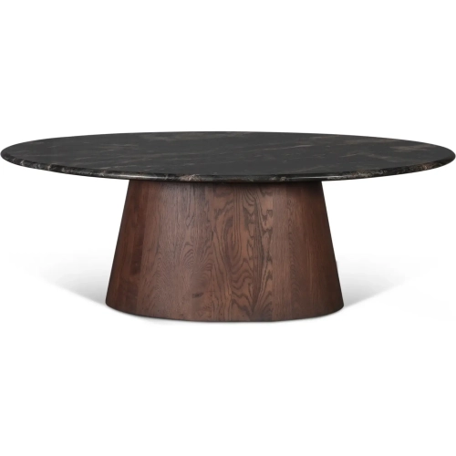 Caldera 52" Oval Coffee Table in Lava Marble & Dark Wood