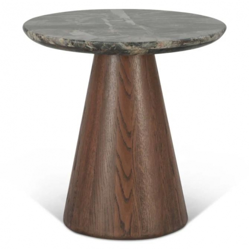 Caldera Side Table in Black Lava Marble & Dark Wood