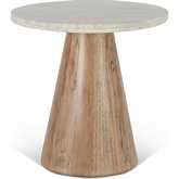 Caldera Side Table in White Travertine & Light Wood