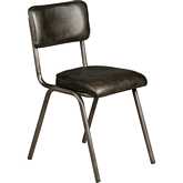 William 17" Dining Chair in Ebony Black Top Grain Leather & Iron