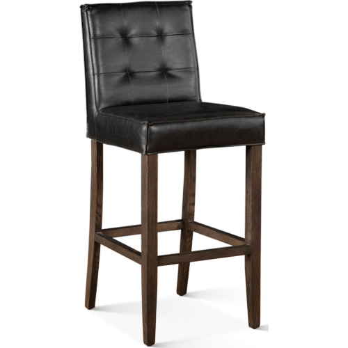 Aven Counter Chair in Black Bi-Cast Leather & Dark Legs
