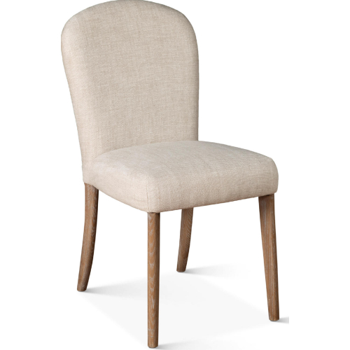 Olivia Dining Chair in Beige Linen & Wood (Set of 2)