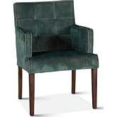 Aven Dining Arm Chair in Green Velvet & Dark Wood Legs