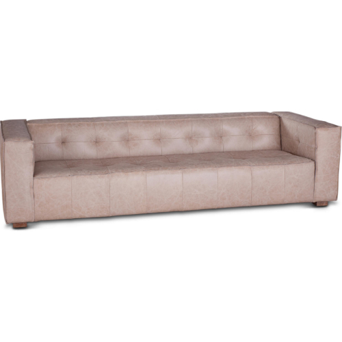 Portia Sofa in Tufted Distressed Cream Italian Top Grain Leather