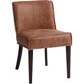 Avery Dining Chair in Tan Leather & Dark Wood (Set of 2)