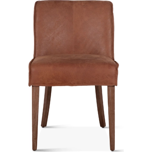 Avery Dining Chair in Distressed Tan Leather & Natural Wood (Set of 2)