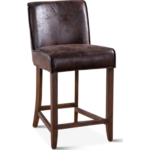 Avery Counter Chair in Dark Brown Leather & Dark Wood