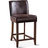 Avery Counter Chair in Dark Brown Leather & Dark Wood