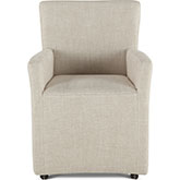 Lily Accent Arm Chair with Wheels in Off White Linen