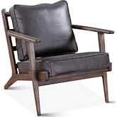 Robert Accent Arm Chair in Black Leather & Dark Wood