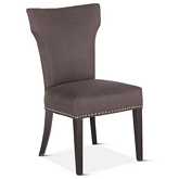 Quincy Dining Chair in Dark Gray Linen & Java Wood (Set of 2)