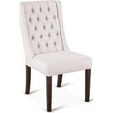 Chloe Dining Chair in Tufted Off White Linen & Weathered Teak Finish (Set of 2)