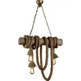 Heritage 3 Light Ceiling Pendant Light in Bamboo & Rope