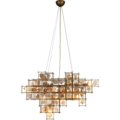 Heritage 40" Ceiling Pendant Light in Iron & Stone