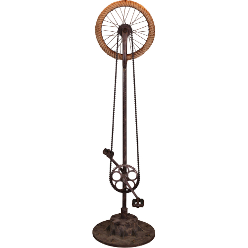Heritage Bicycle Floor Lamp in Reclaimed Metal Bicycle Parts & Rope
