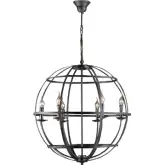 Heritage 28" Ceiling Pendant Light in Black Rustic Iron Globe