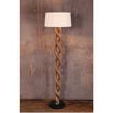 Heritage Floor Lamp in Rope, Black Marble & Cream Fabric
