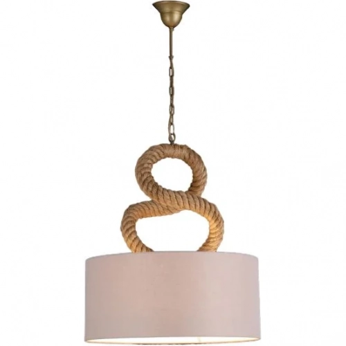 Heritage Ceiling Pendant Light in Rope & Beige Fabric