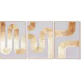 Pulse Pattern Hand Painted Framed Triptych Wall Art in Gold & White