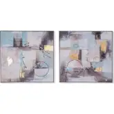 Echoes in Motion Hand Painted Framed Diptych Wall Art in Multicolor