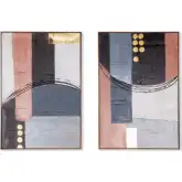 Abstract Horizons Hand Painted Framed Diptych Wall Art in Multicolor Canvas