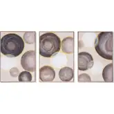 Celestial Spheres Hand Painted Framed Triptych Wall Art in Multicolor