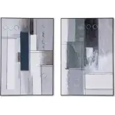 Parallel Horizons Hand Painted Framed Diptych Wall Art in Multicolor