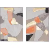 Muted Mosaic 1 Hand Painted Framed Diptych Wall Art in Multicolor