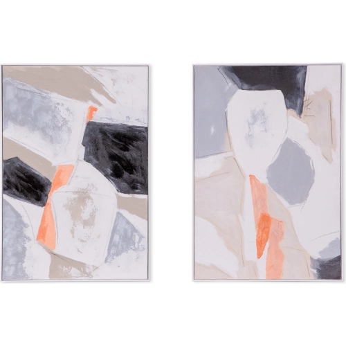 Muted Mosaic 2 Hand Painted Framed Diptych Wall Art in Multicolor