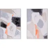 Muted Mosaic 2 Hand Painted Framed Diptych Wall Art in Multicolor