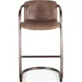 Chiavari Bar Stool Chair in Distressed Jet Brown Leather & Brushed Gunmetal (Set of 2)