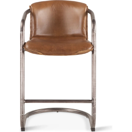 Chiavari Counter Stool Chair in Distressed Chestnut Brown Leather (Set of 2)