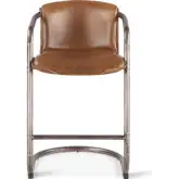 Chiavari Counter Stool Chair in Distressed Chestnut Brown Leather (Set of 2)