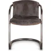 Chiavari Dining Chair in Distressed Black Leather & Brushed Gunmetal (Set of 2)