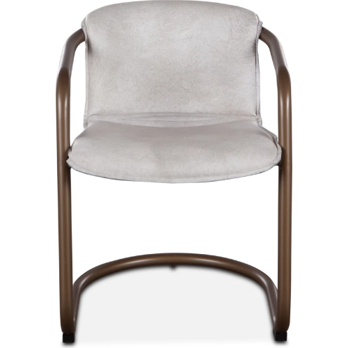 Chiavari Dining Chair in Distressed White Top Grain Leather & Brushed Bronze (Set of 2)